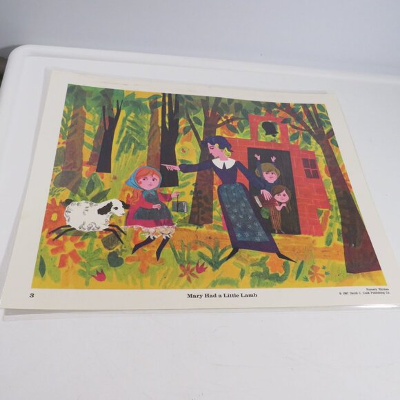 Vintage 1960s Mid Century Art Nursery Rhymes pictures (12) LAMINATED 14” tall - Picture 8 of 17